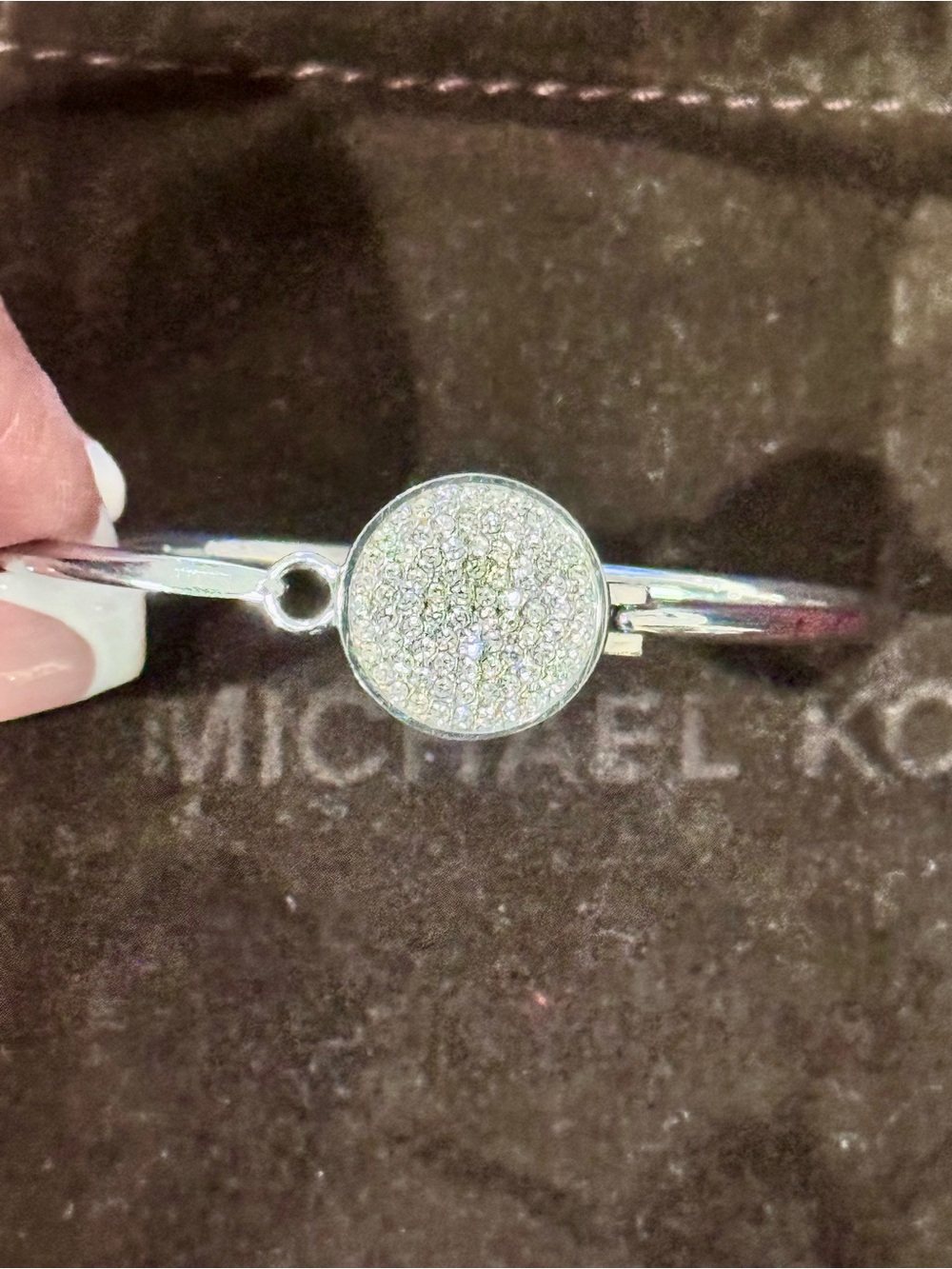 Michael Kors Silver Pavé Oval Bangle Bracelet - Picture 1 of 4
